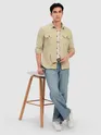 Beige Panel Suede Shirt
