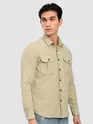 Beige Panel Suede Shirt