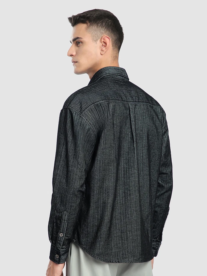 Black Striped Corduroy Shirt