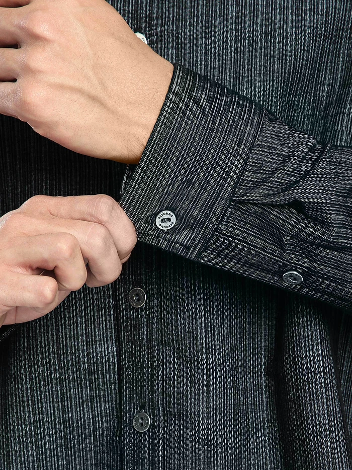 Black Striped Corduroy Shirt