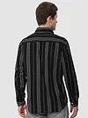 Black Striped Cotton Corduroy Shirt