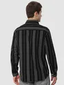 Black Striped Cotton Corduroy Shirt