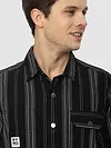 Black Striped Cotton Corduroy Shirt