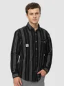 Black Striped Cotton Corduroy Shirt