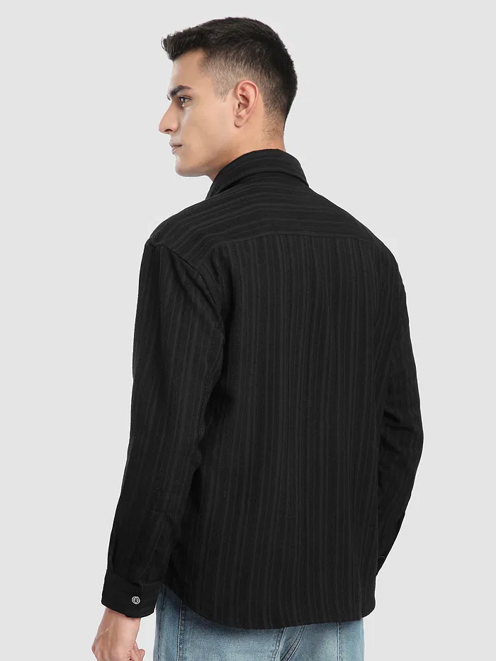 Black Structured Stripe Shirt