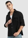Black Structured Stripe Shirt