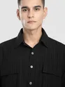 Black Structured Stripe Shirt