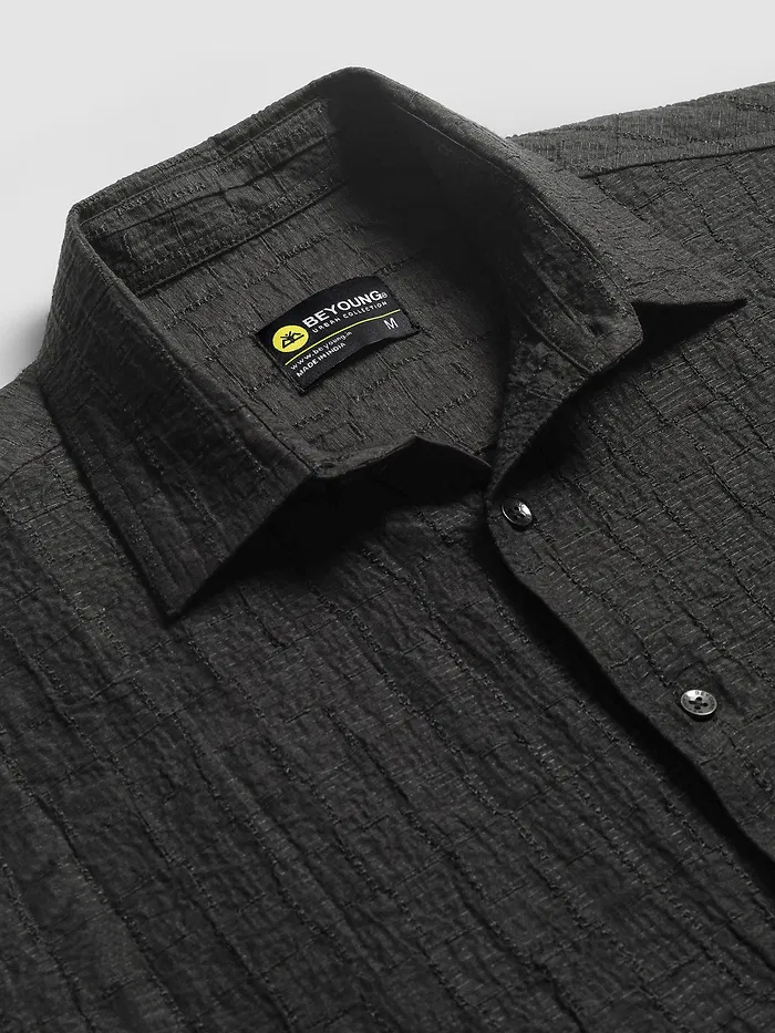 Black Textured Jacquard Shirt