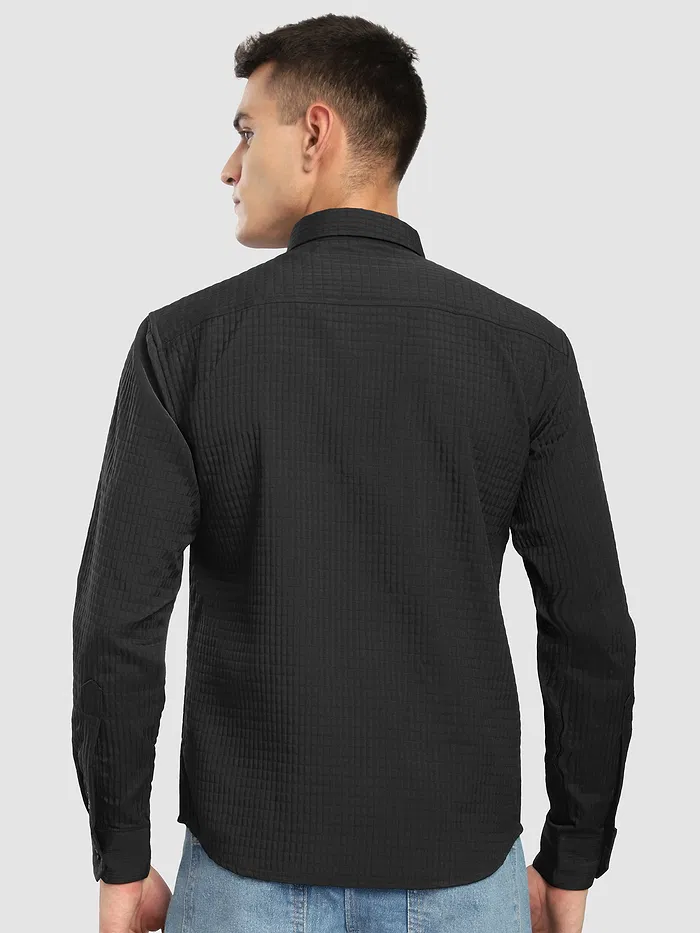Black Textured Western Shirt