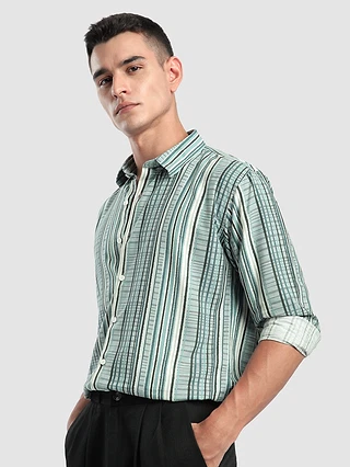 Blue Multi Striped Printed Shirt