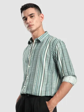 Blue Multi Striped Printed Shirt