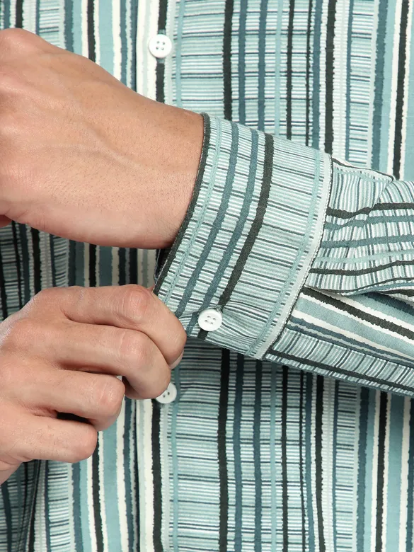 Blue Multi Striped Printed Shirt