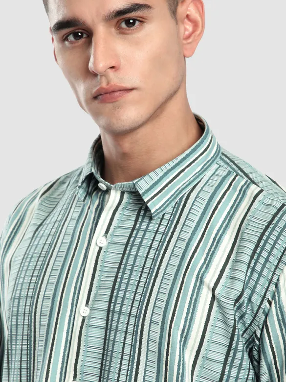 Blue Multi Striped Printed Shirt