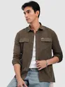 Brown Dual Pocketed Suede Shirt