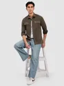 Brown Dual Pocketed Suede Shirt