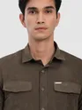 Brown Dual Pocketed Suede Shirt