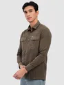 Brown Dual Pocketed Suede Shirt