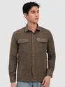 Brown Dual Pocketed Suede Shirt