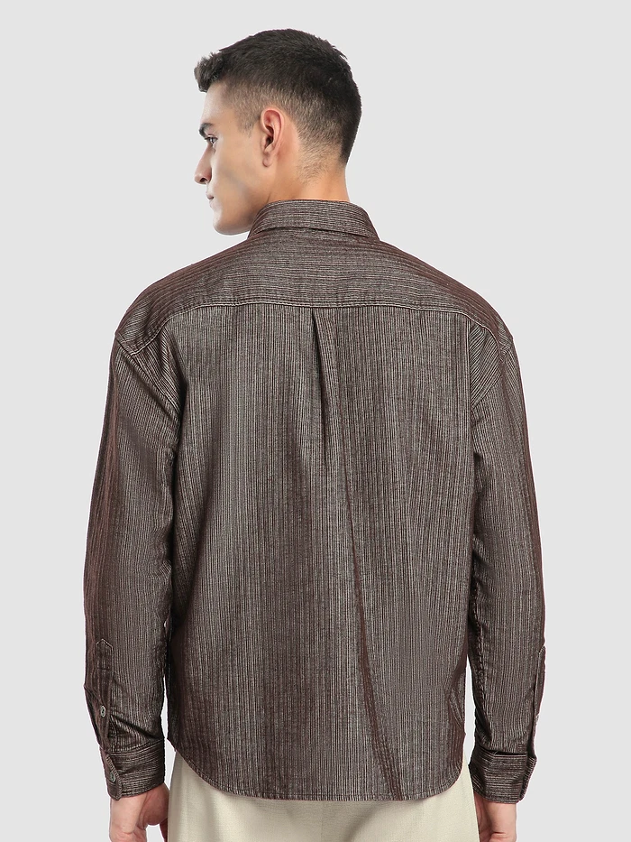 Brown Striped Corduroy Shirt