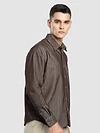 Brown Striped Corduroy Shirt