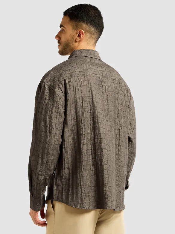 Brown Textured Jacquard Shirt