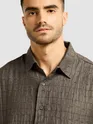 Brown Textured Jacquard Shirt