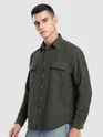 Charcoal Brown Structured Stripe Shirt