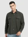Charcoal Brown Structured Stripe Shirt
