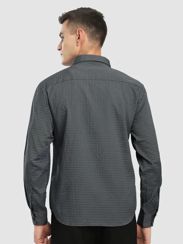 Dark Grey Textured Western Shirt