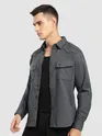 Dark Grey Textured Western Shirt