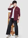 French Wine Dual Pocketed Suede Shirt