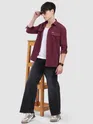French Wine Dual Pocketed Suede Shirt