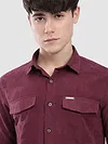 French Wine Dual Pocketed Suede Shirt