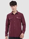 French Wine Dual Pocketed Suede Shirt