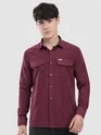 French Wine Dual Pocketed Suede Shirt