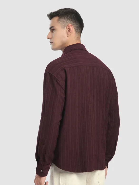 French Wine Structured Stripe Shirt