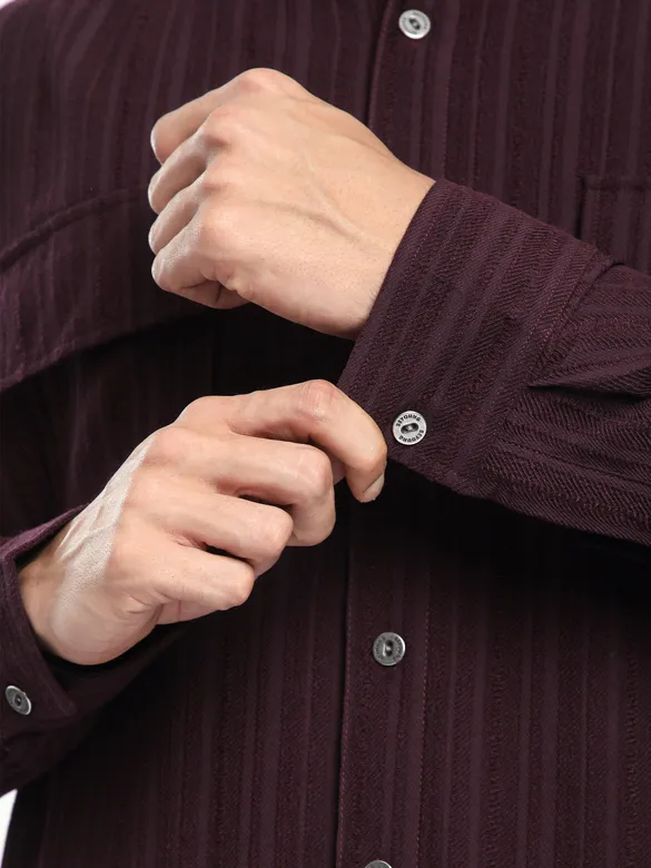 French Wine Structured Stripe Shirt