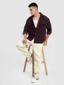 French Wine Structured Stripe Shirt