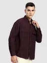 French Wine Structured Stripe Shirt