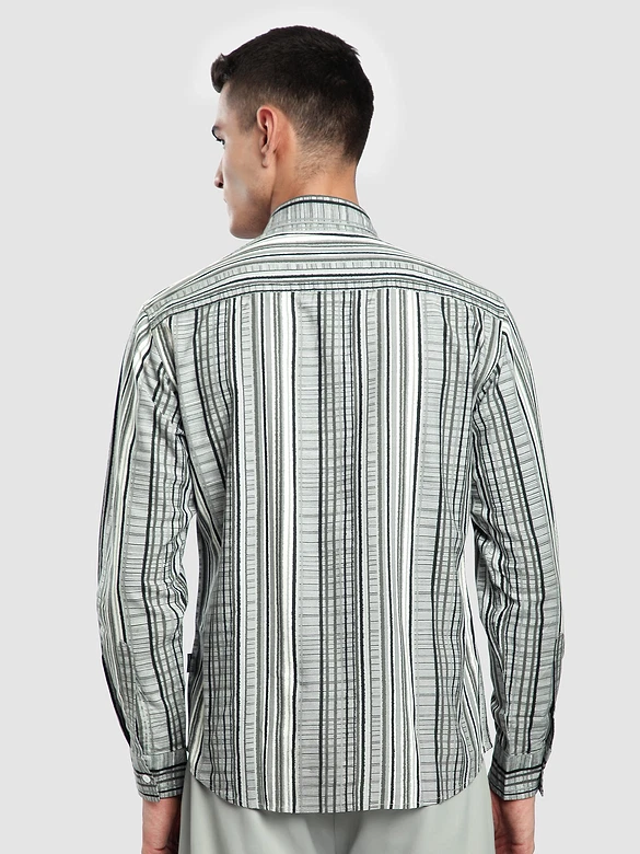 Grey Multi Striped Printed Shirt