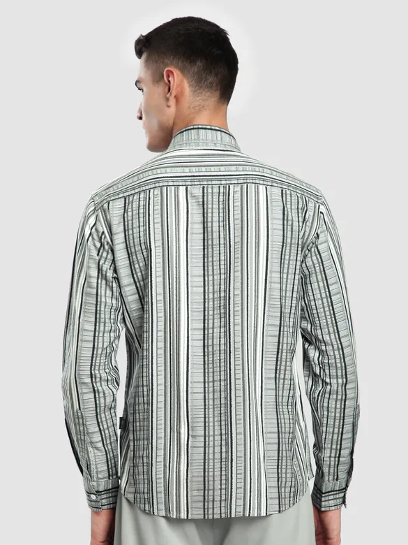 Grey Multi Striped Printed Shirt