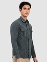 Grey Panel Suede Shirt