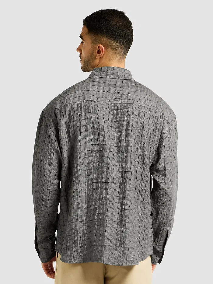 Grey Textured Jacquard Shirt