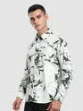 Light Grey Abstract Floral Printed Shirt