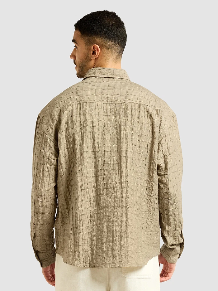 Light Khaki Textured Jacquard Shirt