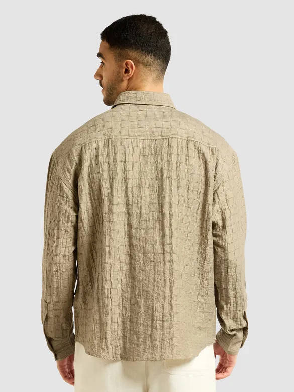 Light Khaki Textured Jacquard Shirt