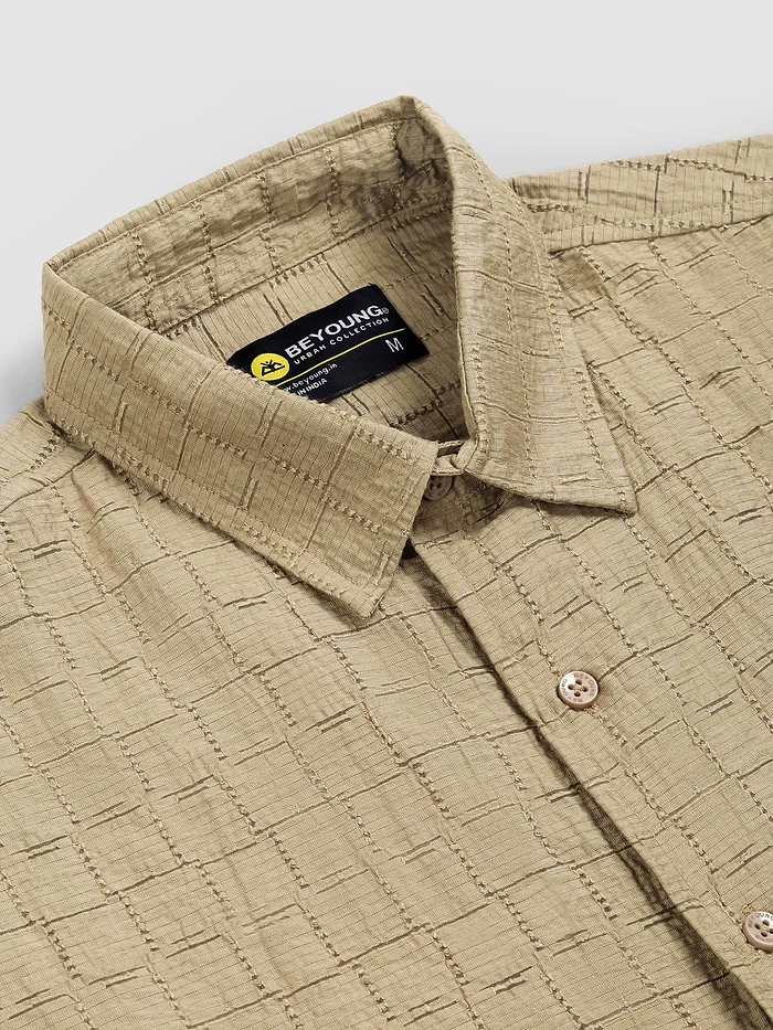 Light Khaki Textured Jacquard Shirt