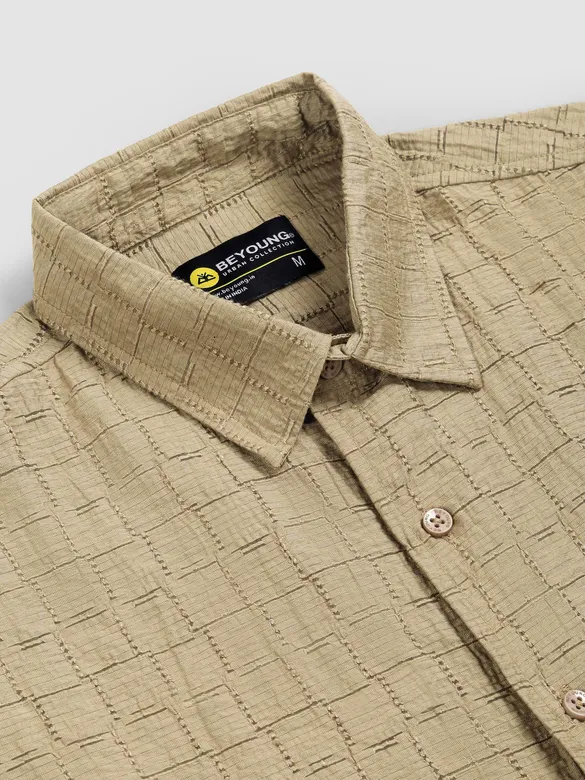 Light Khaki Textured Jacquard Shirt