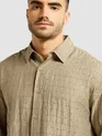 Light Khaki Textured Jacquard Shirt