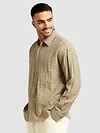Light Khaki Textured Jacquard Shirt